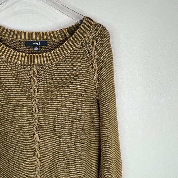 Very J Tunic Sweater Dress Size Small Olive Cable Knit‎ Crewneck Pullover Cotton - Picture 3 of 11
